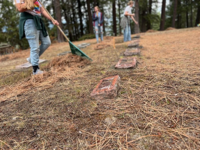 Raking around markers in the old section
