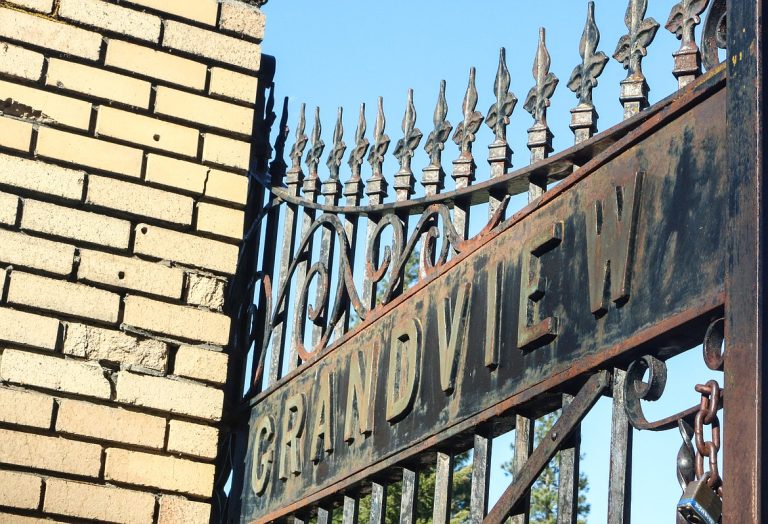 The wrought iron Grandview gate, installed in 1924